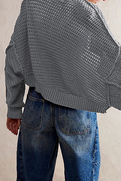 Casual Daily Solid Color Weave Cardigan Collar Outerwear (4 Colors)