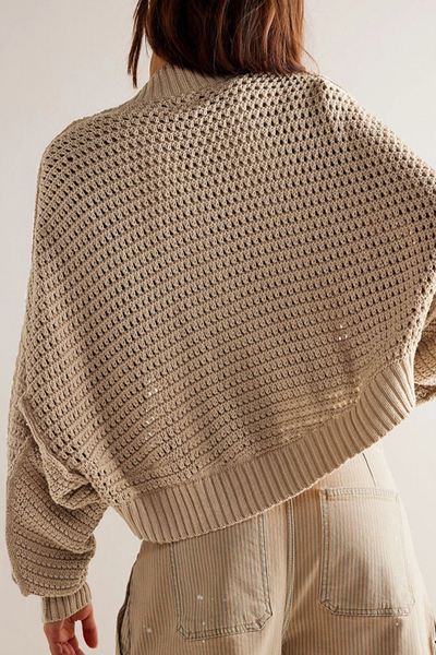 Casual Daily Solid Color Weave Cardigan Collar Outerwear (4 Colors)