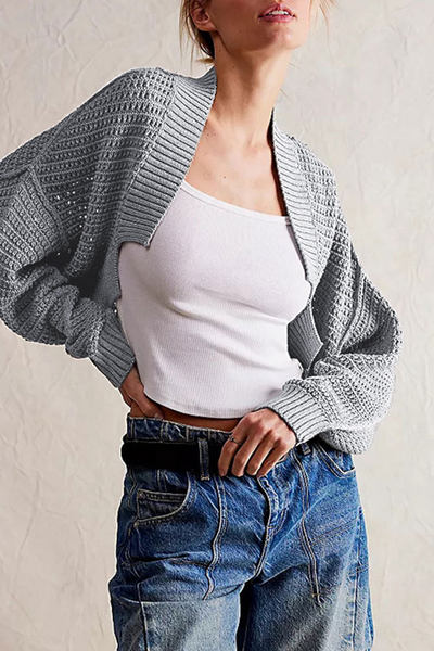 Casual Daily Solid Color Weave Cardigan Collar Outerwear (4 Colors)