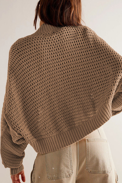Casual Daily Solid Color Weave Cardigan Collar Outerwear (4 Colors)