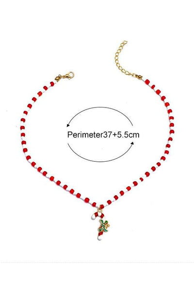 Enamelled Candy Cane Beaded Necklace