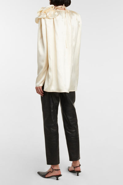 Lorraine Flower Satin Flowy Blouse